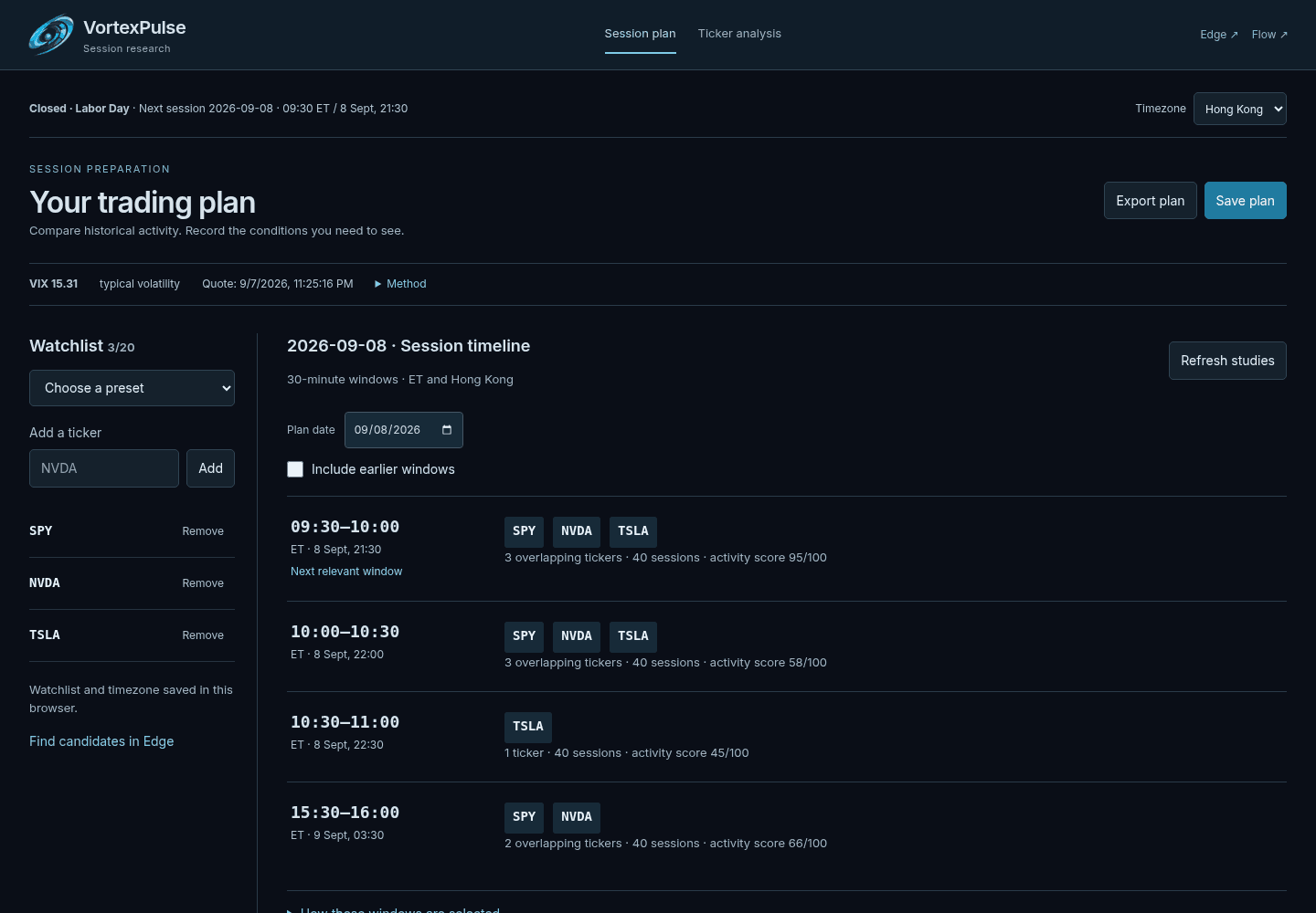 VortexPulse application interface, updated September 2026